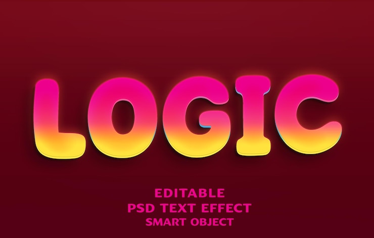 PSD projekt efektu tekstu logicznego 3d