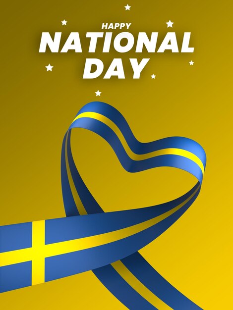 Projekt Elementu Flagi Szwecji Narodowy Dzień Niepodległości Transparent Wstążka Psd