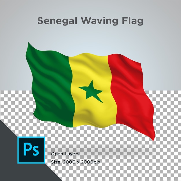 Projekt fali flagi Senegalu Przezroczysty