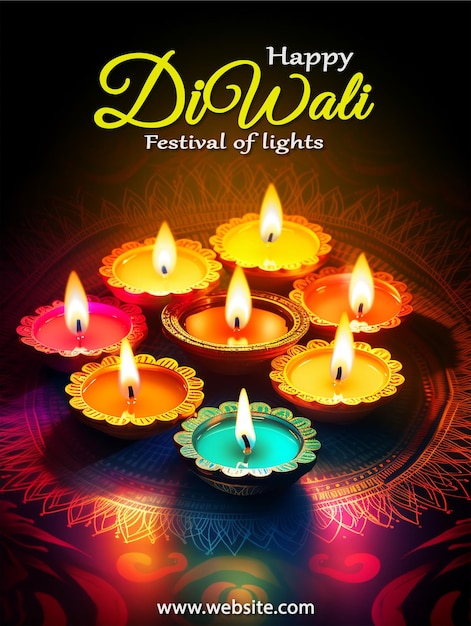 PSD projekt festiwalu diwali plakat