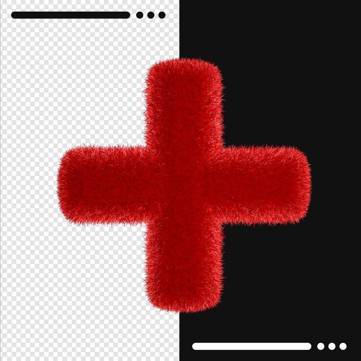 Projekt futra Plus w renderowaniu 3d na białym tle