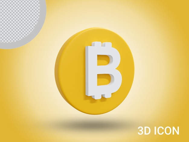 Projekt ikony bitcoina renderowanego 3D