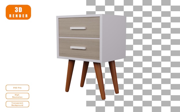 Projekt ilustracji 3d szafki nocnej Plik premium Psd