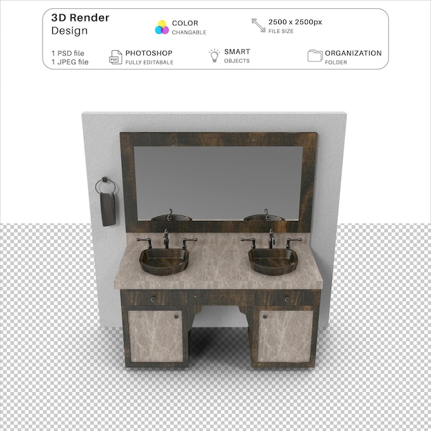 PSD projekt łazienki 3d modelowanie plik psd