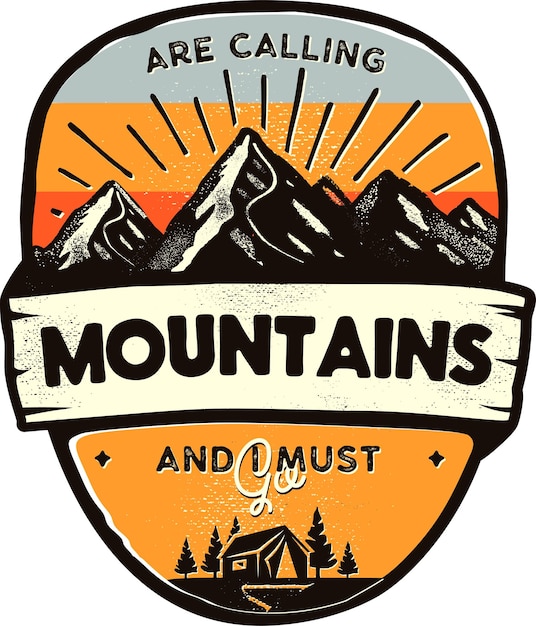 Projekt logo Retro Camp Badge Adventure wyizolowany na białym tle