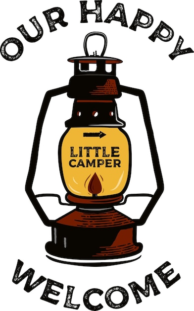 Projekt logo Retro Camp Badge Adventure wyizolowany na białym tle