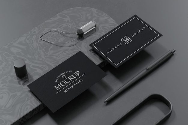 Projekt makiety czarnej wizytówki w renderowaniu 3d