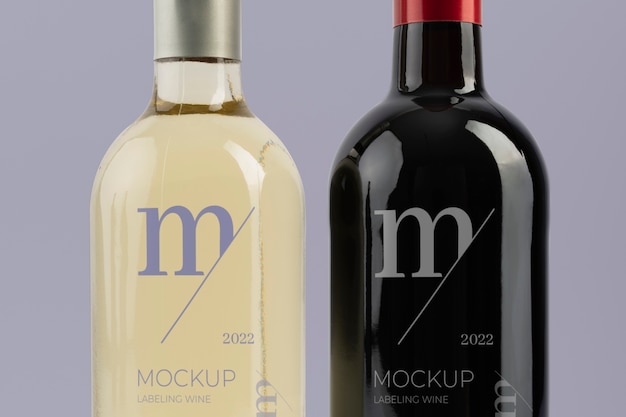 PSD projekt makiety etykiet na szklane butelki wina