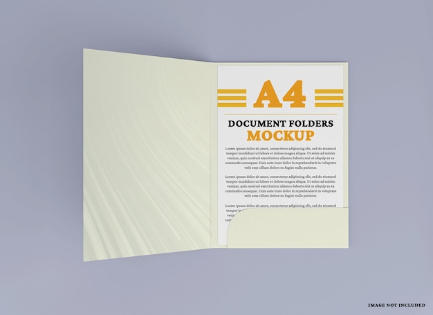 projekt makiety folderu dokumentów a4 na białym tle