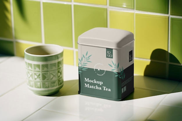 PSD projekt makiety herbaty matcha