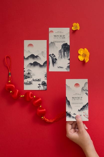 Projekt makiety karty z zaproszeniem na chiński nowy rok