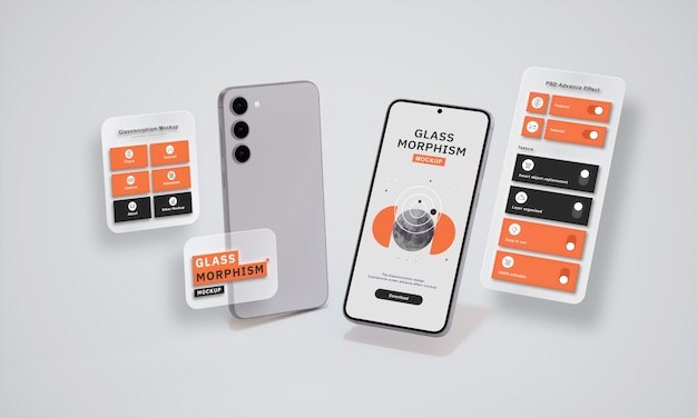 Projekt makiety smartfona Glassmorphism
