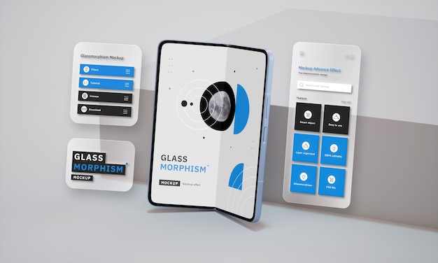 PSD projekt makiety smartfona glassmorphism