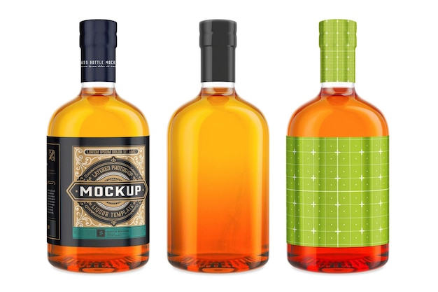 Projekt Makiety Szklanej Butelki Whisky W Renderowaniu 3d