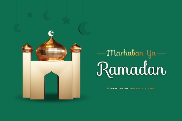 Projekt Marhaban Ya Ramadan Z Makietą Renderowania 3d