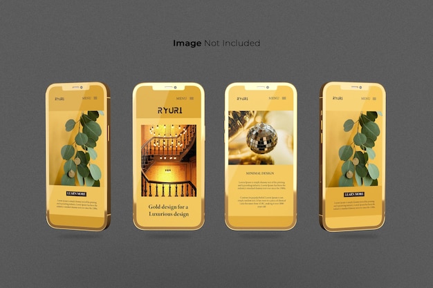 PSD projekt pełnoekranowy złoty smartfon makieta