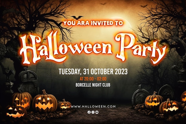Projekt Plakatu W Mediach Społecznościowych Halloween Party