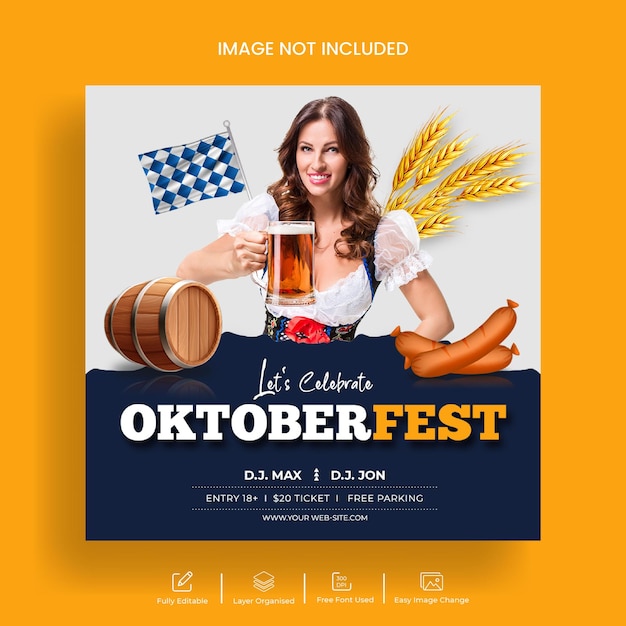 PSD projekt postów na facebooku oktoberfest i festiwalu piwa w mediach społecznościowych