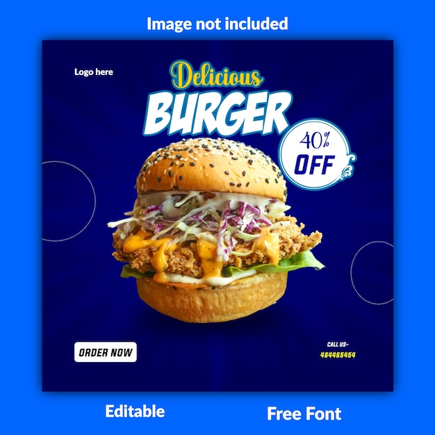 PSD projekt postów w mediach społecznościowych burger