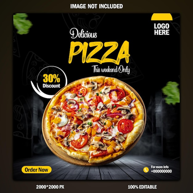 Projekt postów w mediach społecznościowych Pizza