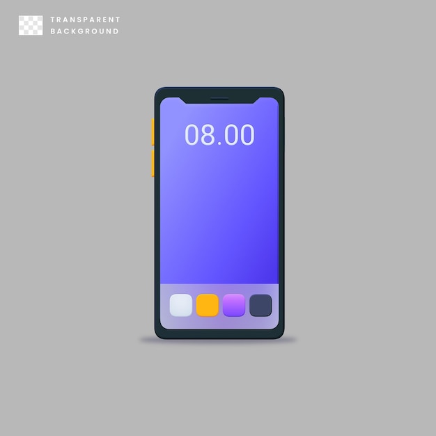 PSD projekt smartfona 3d z wyglądem ekranu głównego