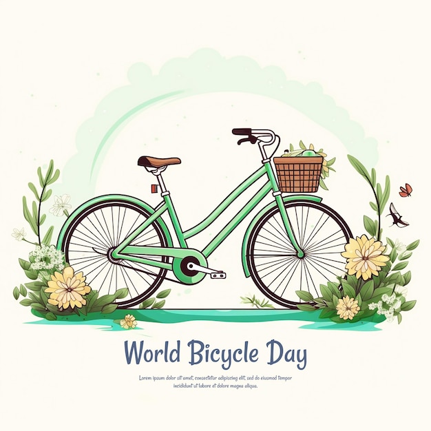 PSD projekt światowego dnia rowerów szczęśliwy plakat projektowy dnia roweru banner
