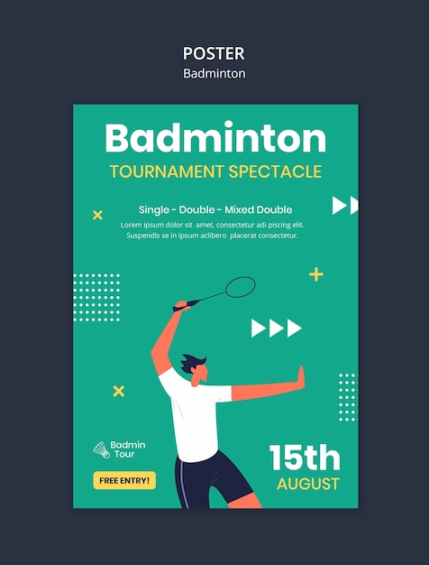 PSD projekt szablonu do badmintonu