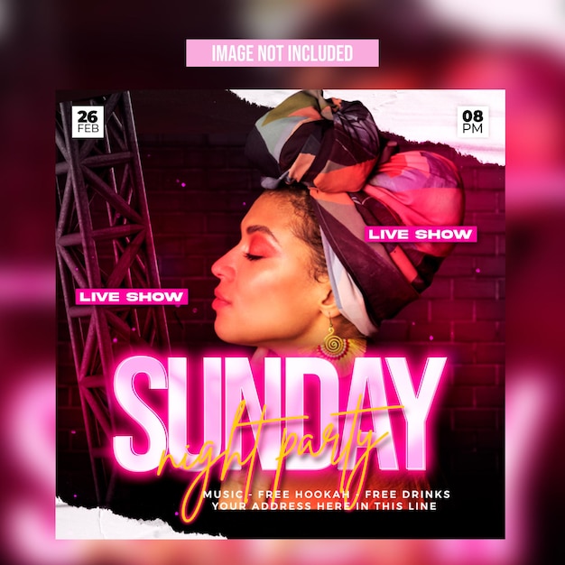 PSD projekt szablonu imprezy sunday night club