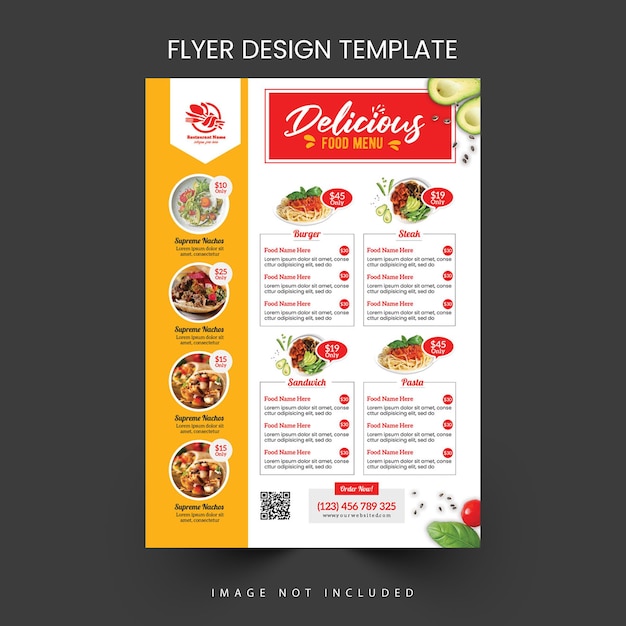 Projekt szablonu menu restauracji fast food