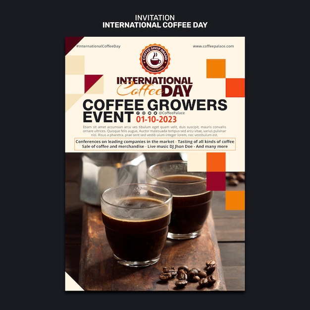 PSD projekt szablonu międzynarodowego dnia kawy