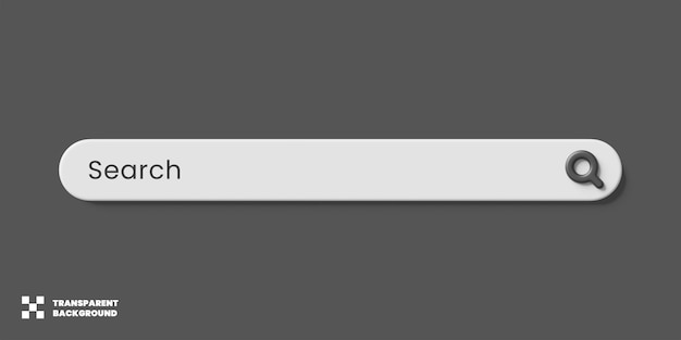 PSD projekt szablonu paska wyszukiwania w renderowaniu 3d na białym tle