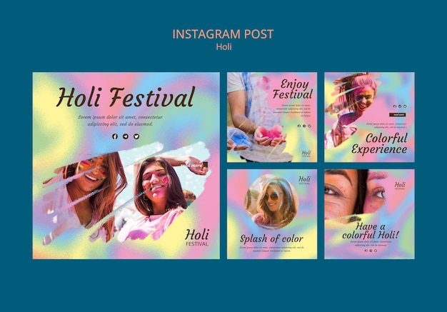 Projekt Szablonu Postu Na Instagramie Festiwalu Holi