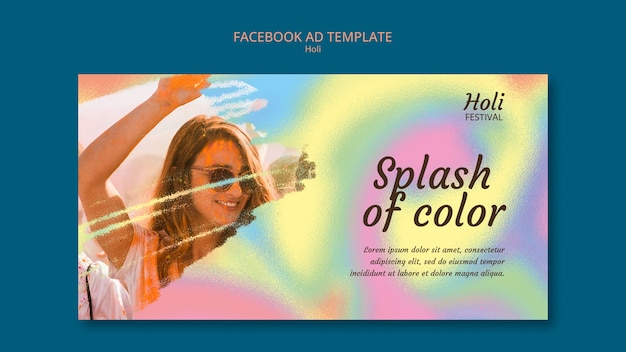 PSD projekt szablonu reklamy na facebooku festiwalu holi