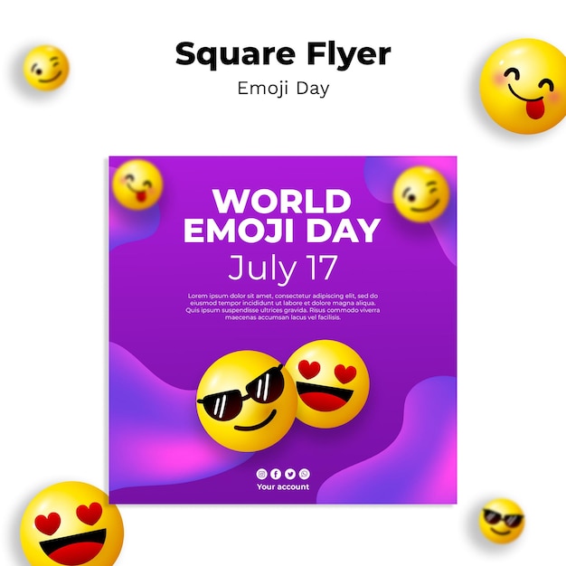 Projekt szablonu ulotki Emoji Day Square