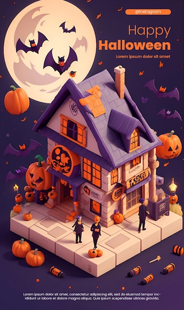 Projekt szablonu ulotki z ilustracją 3D na temat Halloween