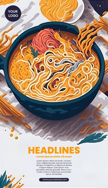 Projekt ulotki z ilustracją ramen