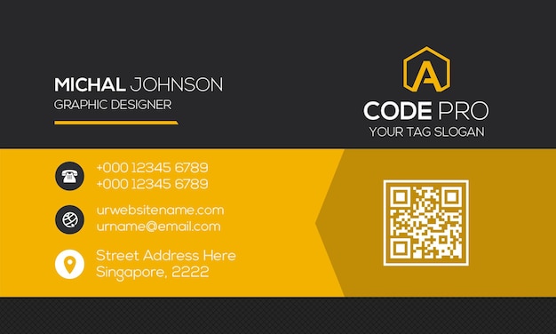 Projekt wizytówki dla Michala Johnsona, projektanta graficznego w Code Pro
