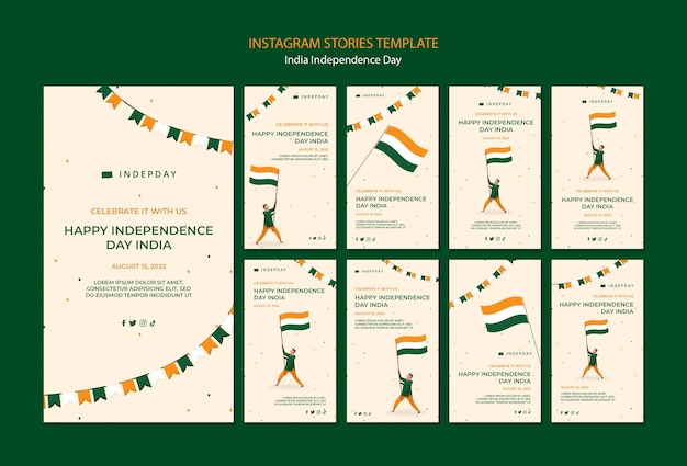 Projektowanie Historii Instagramowych Z Okazji Dnia Niepodległości Indii