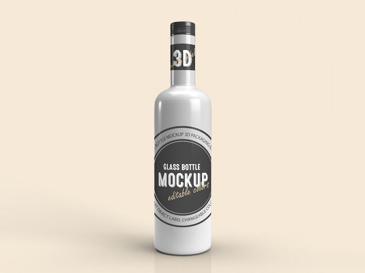 PSD projektowanie opakowań 3d makieta białej szklanej butelki