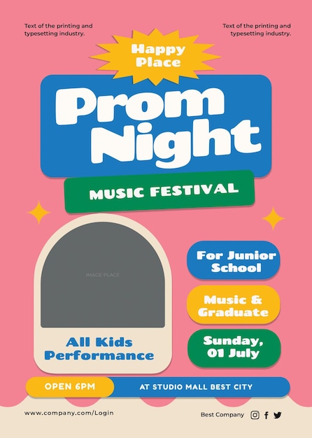 PSD prom night festival flyer