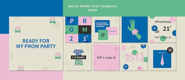 PSD prom partij instagram posts pack