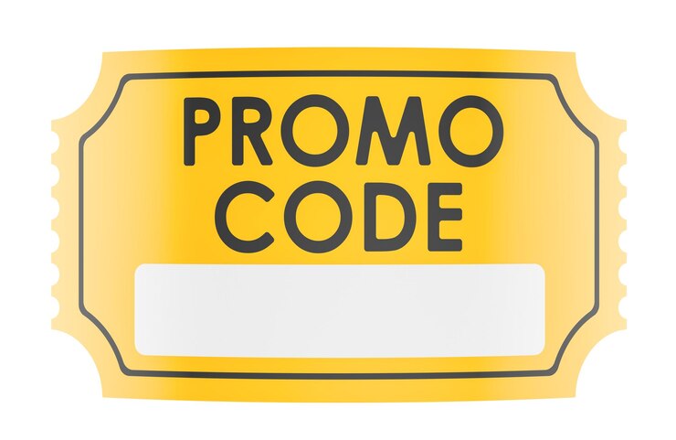 PSD promo code gold coupon mockup template 3d rendering isolated on transparent background