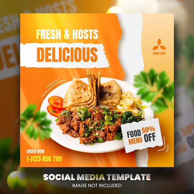 Promo food social media promotie en instagram banner post ontwerpsjabloon