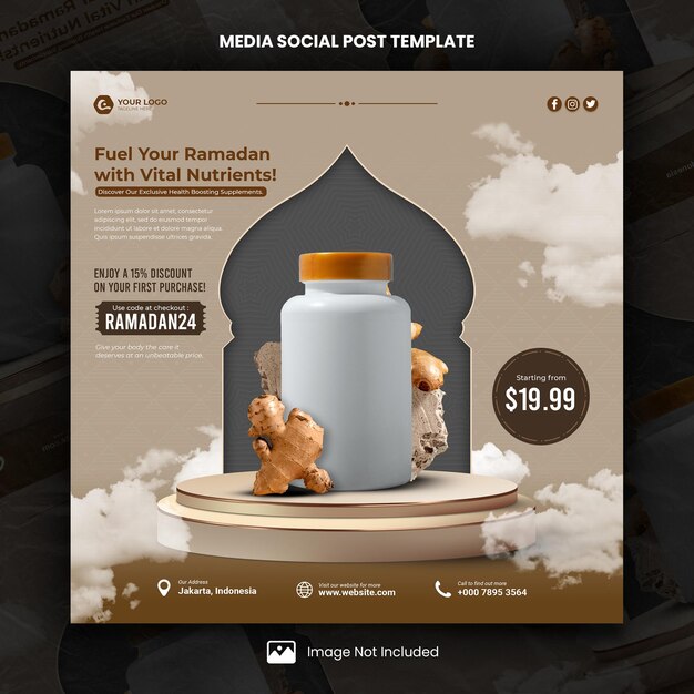 PSD promo ramadan nutrients media social post template (szablony postów społecznościowych)