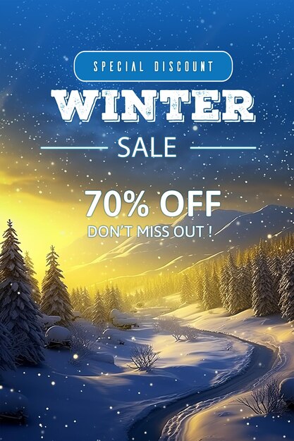 Promo special offer winter sale flat design