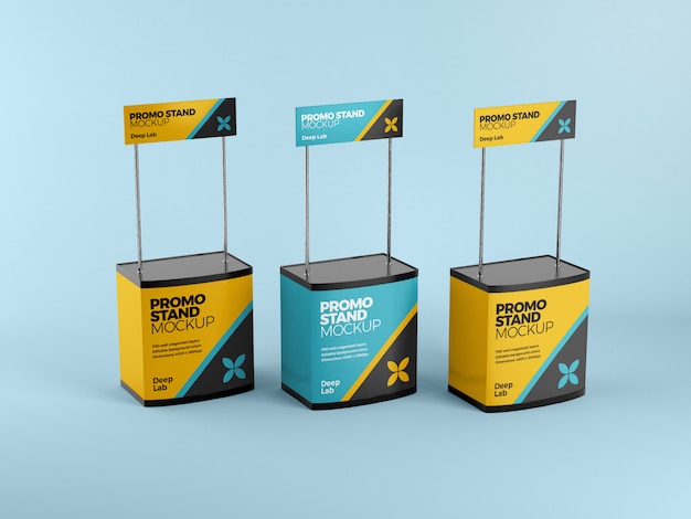 PSD stand promozionale con mockup modificabile psd