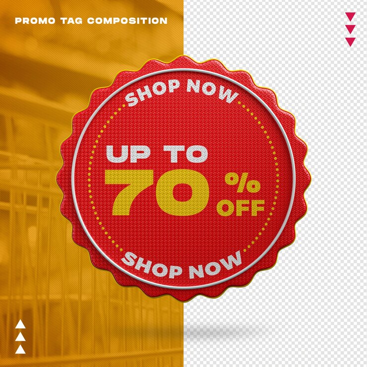 Promo Tag Composition Mockup in 3D-rendering geïsoleerd