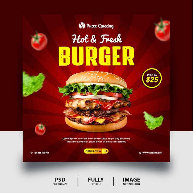 Promocja Chocolate Color Burger Social Media Post Banner