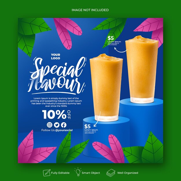 Promocja Menu Drinków W Mediach Społecznościowych Szablon Postu Na Instagram