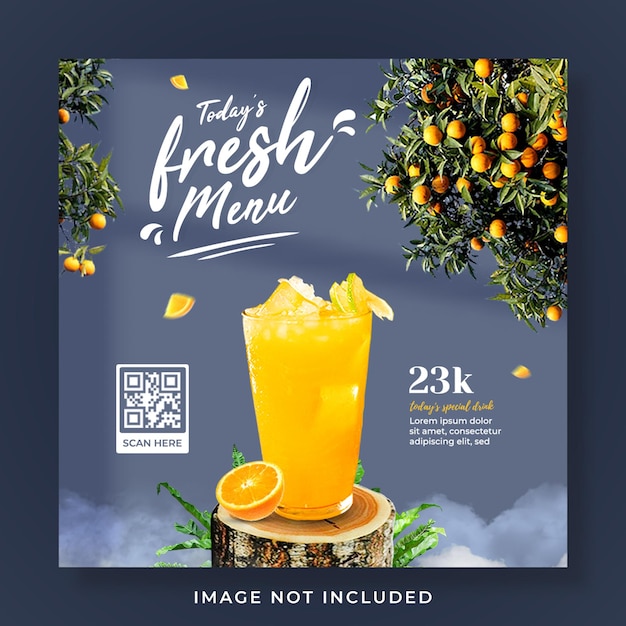 Promocja Menu świeżych Napojów Smoothie W Mediach Społecznościowych Szablon Postu Na Instagram